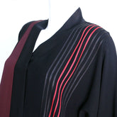 Classic Black ABAYA with Subtle Red Silk Patches
